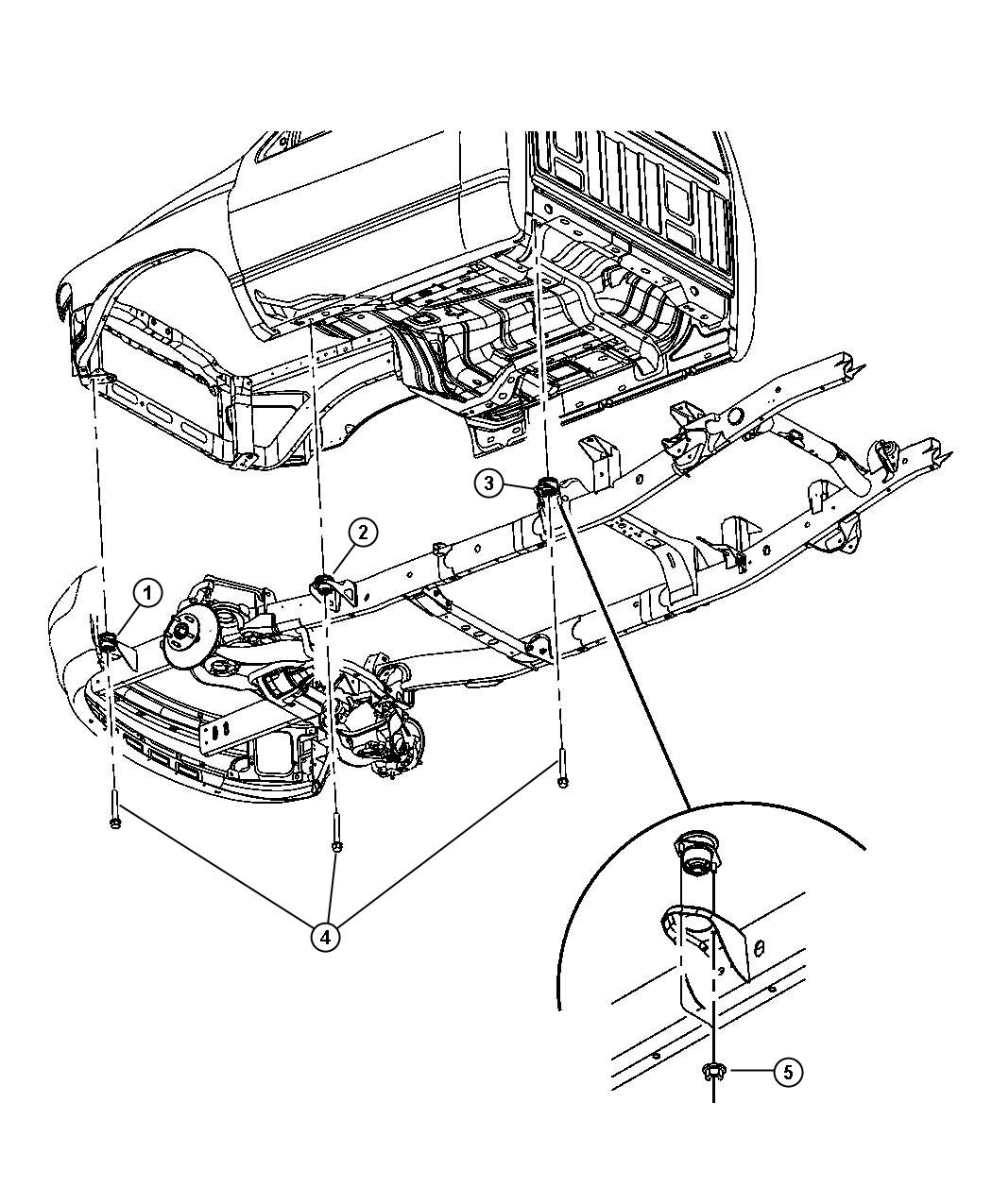 Diagram Body Hold Down, Standard Cab. for your Dodge