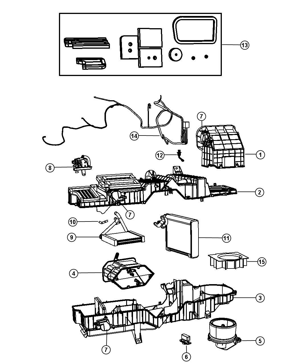 Diagram A/C and Heater Unit Zone [Air Cond'ing w/Dual Zone Temp Cntrl]. for your Dodge Ram 1500  