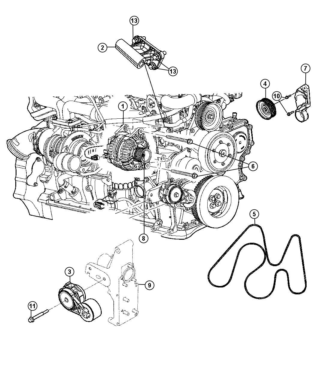 Diagram Alternator and Related Parts. for your 2008 Dodge Ram 3500   