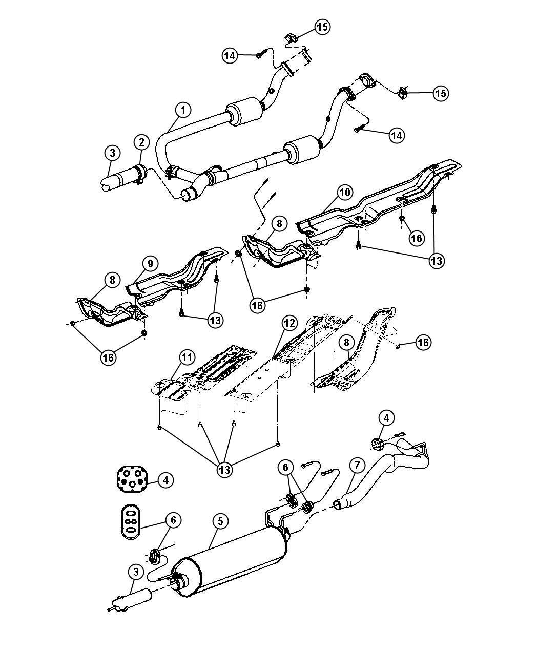 Diagram Exhaust System 5.7L [5.7L Hemi V8 Engine]. for your 2001 Chrysler 300  M 