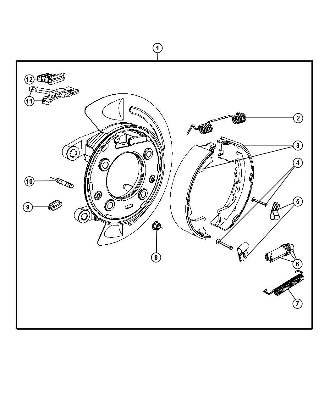 Diagram Park Brake Assemby, Rear Disc. for your Dodge