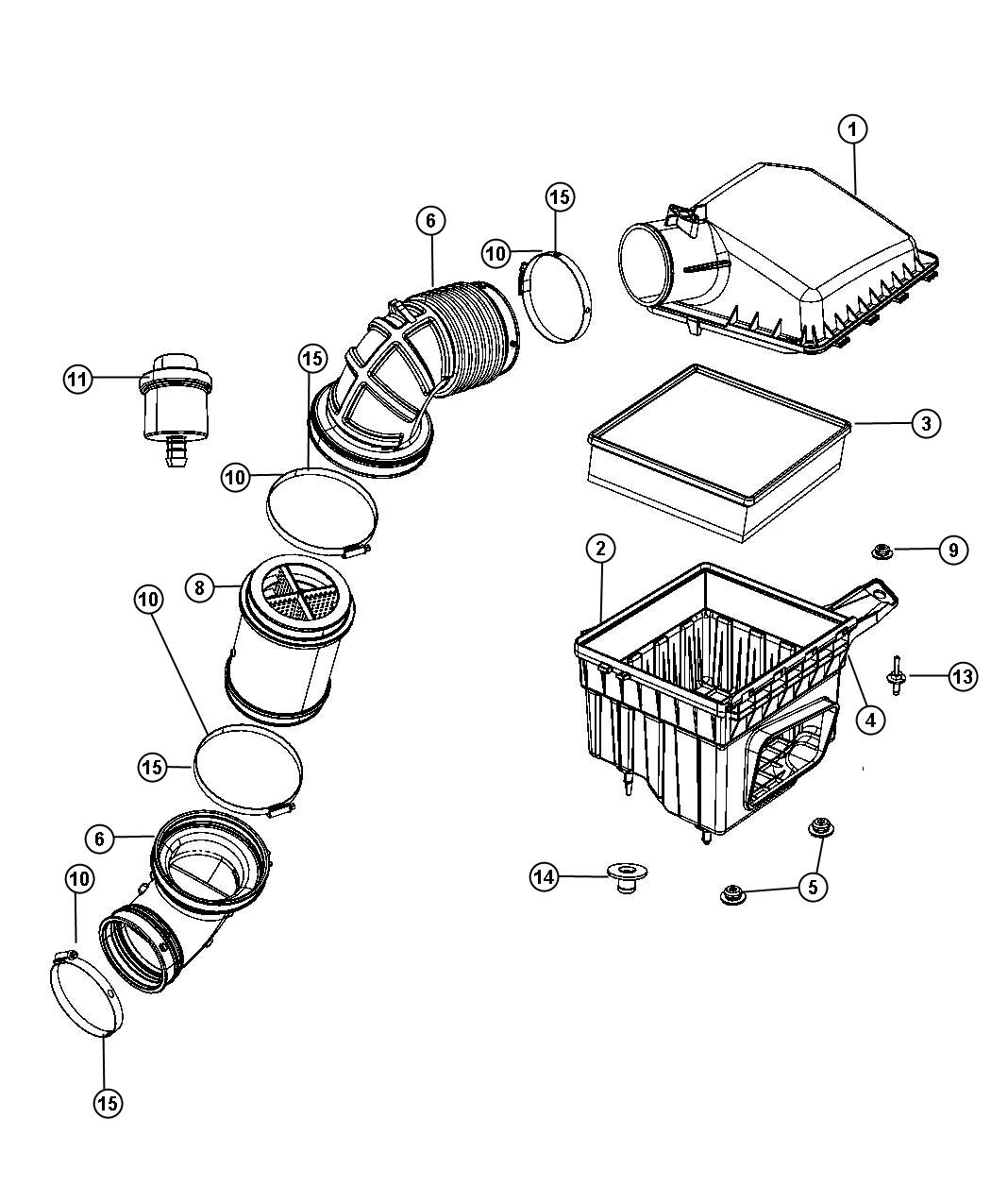 Diagram Air Cleaner 5.9L [5.9L HO Cummins Turbo Diesel Engine] 6.7L [6.7L Cummins Turbo Diesel Engine]. for your Dodge Ram 3500  