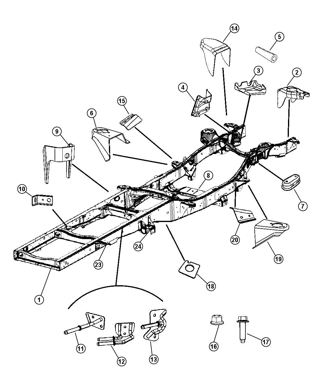 Diagram Frame, Complete. for your 2005 Dodge Ram 3500   