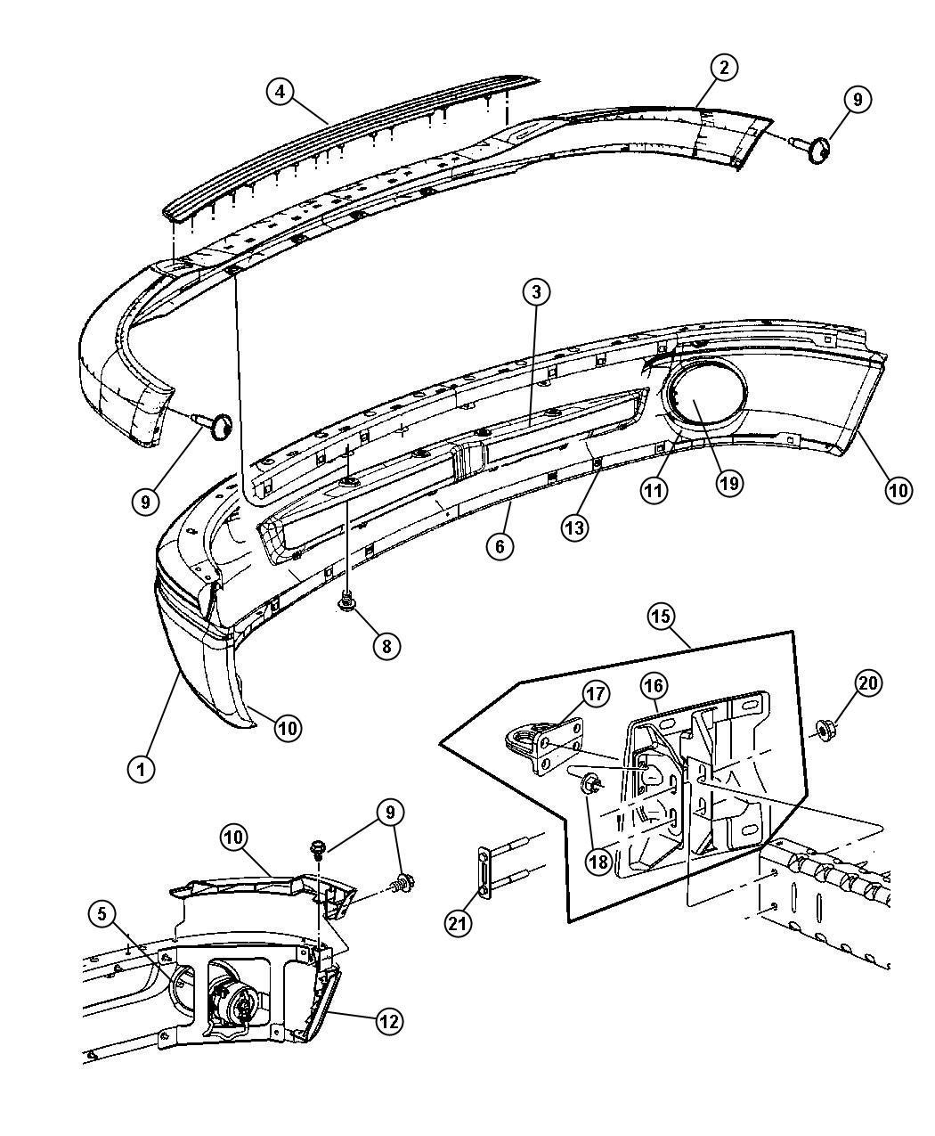 Diagram Fascia, Front. for your 1999 Dodge Ram 1500   