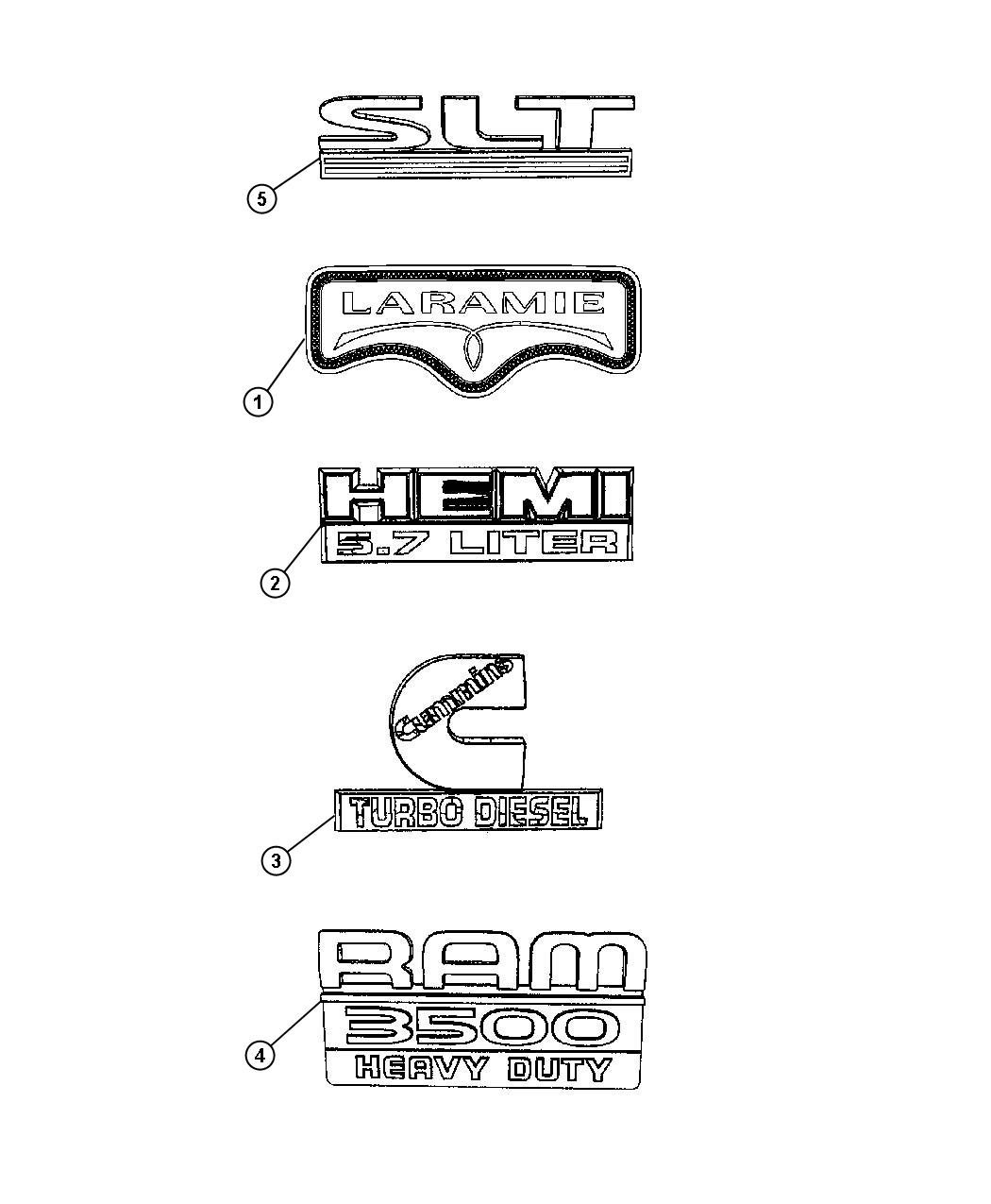 Diagram Nameplates, Emblems and Medallions. for your Dodge