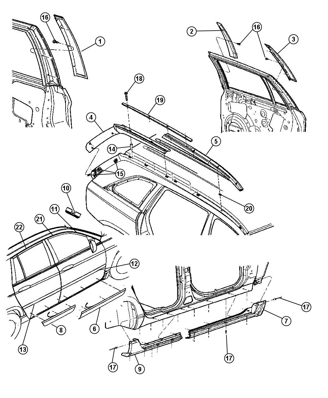 Diagram Exterior Ornamentation. for your Chrysler Pacifica  