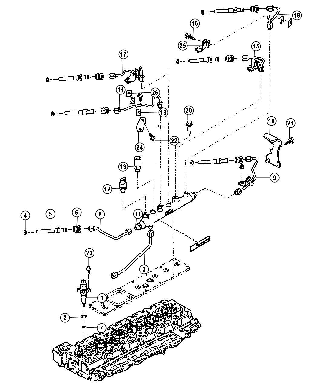 Diagram Fuel Injection Plumbing 5.9L [5.9L I6 HO CUMMINS TD ENGINE]. for your 2006 Dodge Charger   