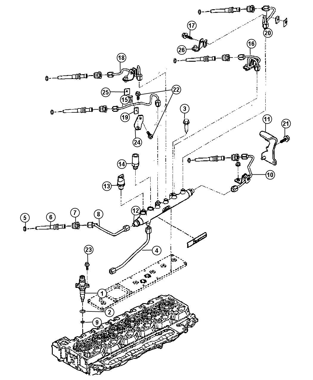 Diagram Fuel Injection Plumbing 5.9L [5.9L HO Cummins Turbo Diesel Engine]. for your 2006 Dodge Charger   