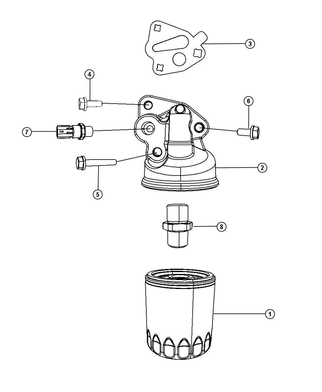 Diagram Engine Oil Filter, Adapter And Splash Guard. for your Chrysler