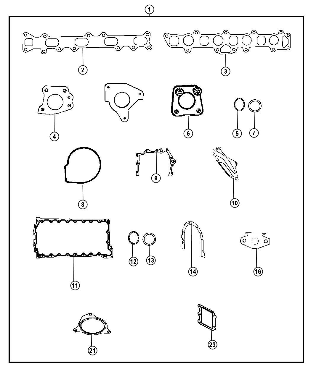 Diagram Engine Gasket Package 2.8L Diesel [2.8L 4 Cyl TD Next Generation Engine]. for your 2007 Dodge Durango   