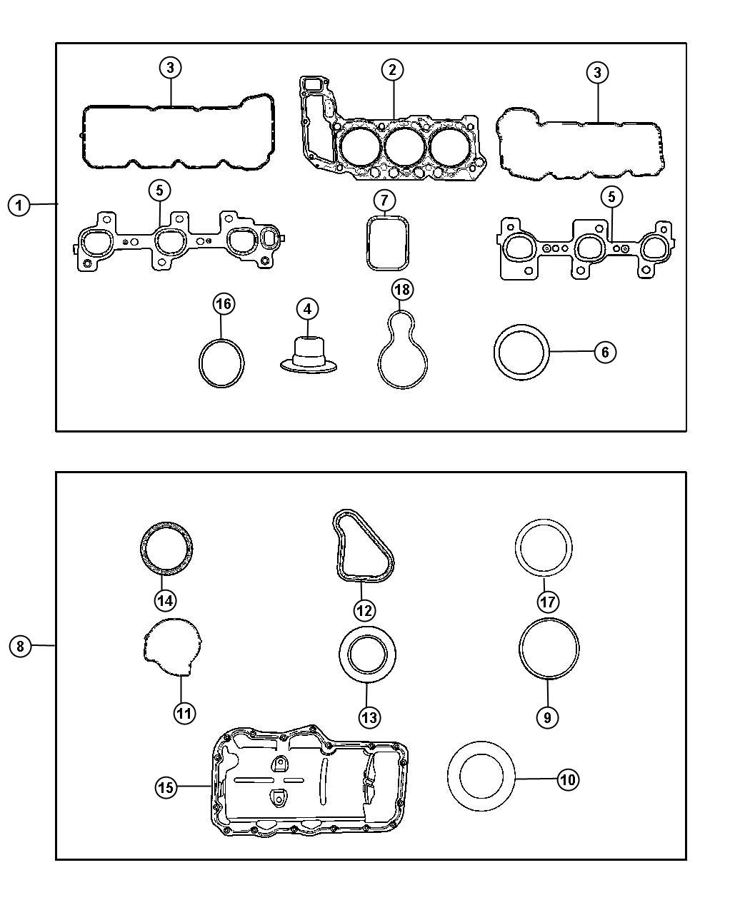 Diagram Gasket Packages 3.7L [3.7L V6 Engine]. for your Dodge