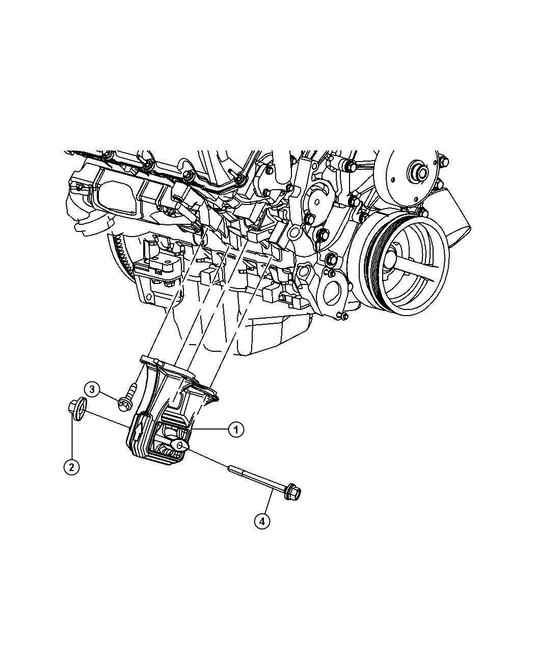 Diagram Engine Mounting Right Side RWD/2WD 3.7L [3.7L V6 Engine]. for your 2000 Chrysler 300  M 