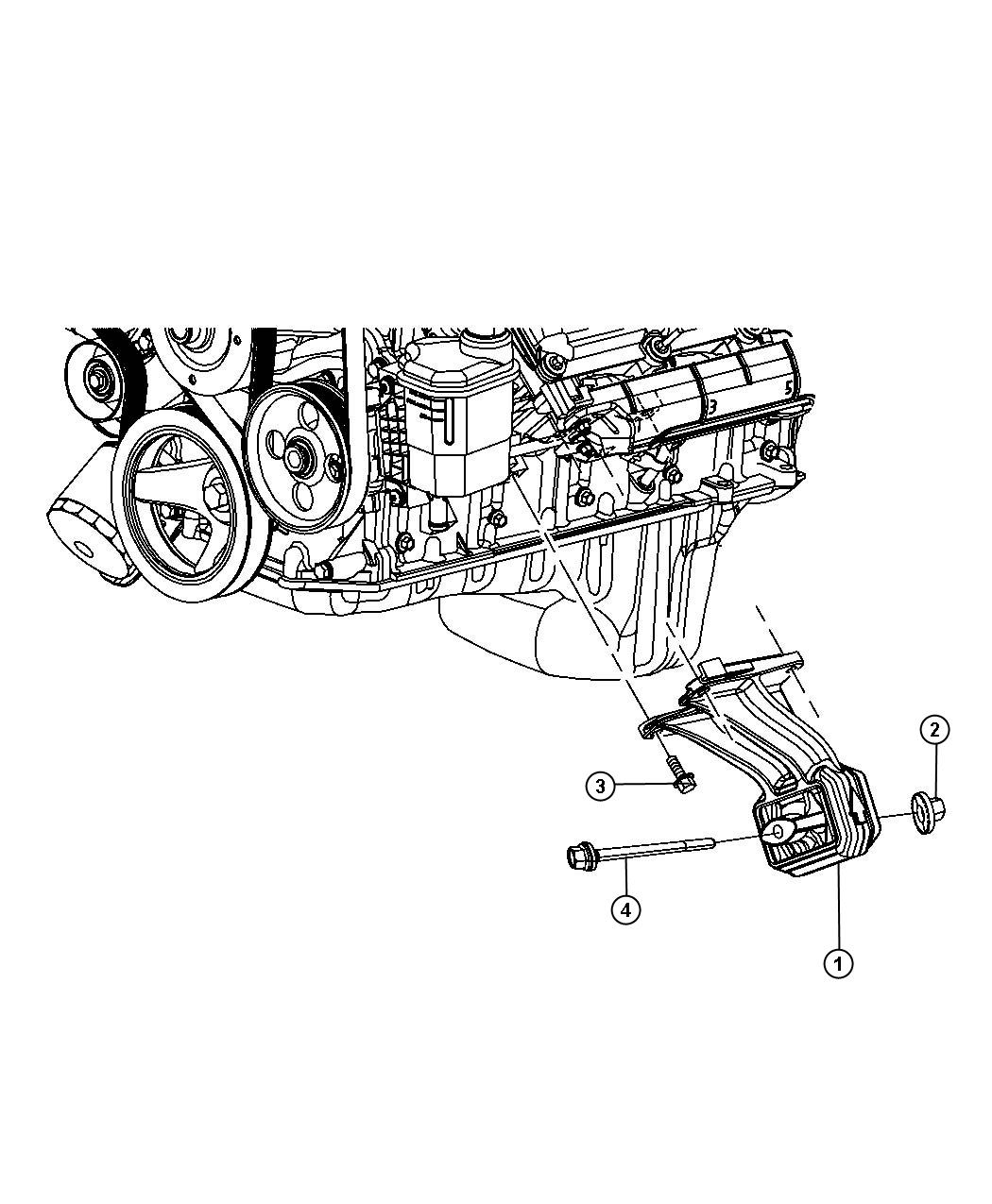 Diagram Engine Mounting Left Side RWD/2WD 3.7L [3.7L V6 Engine]. for your 2004 Chrysler 300  M 