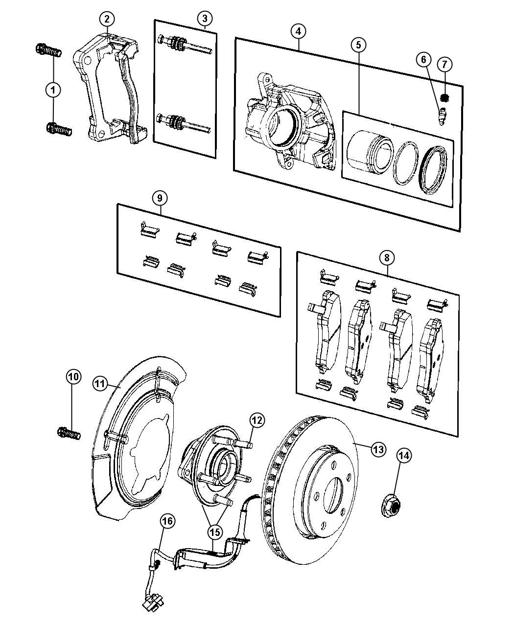 Diagram Brakes, Front. for your Dodge