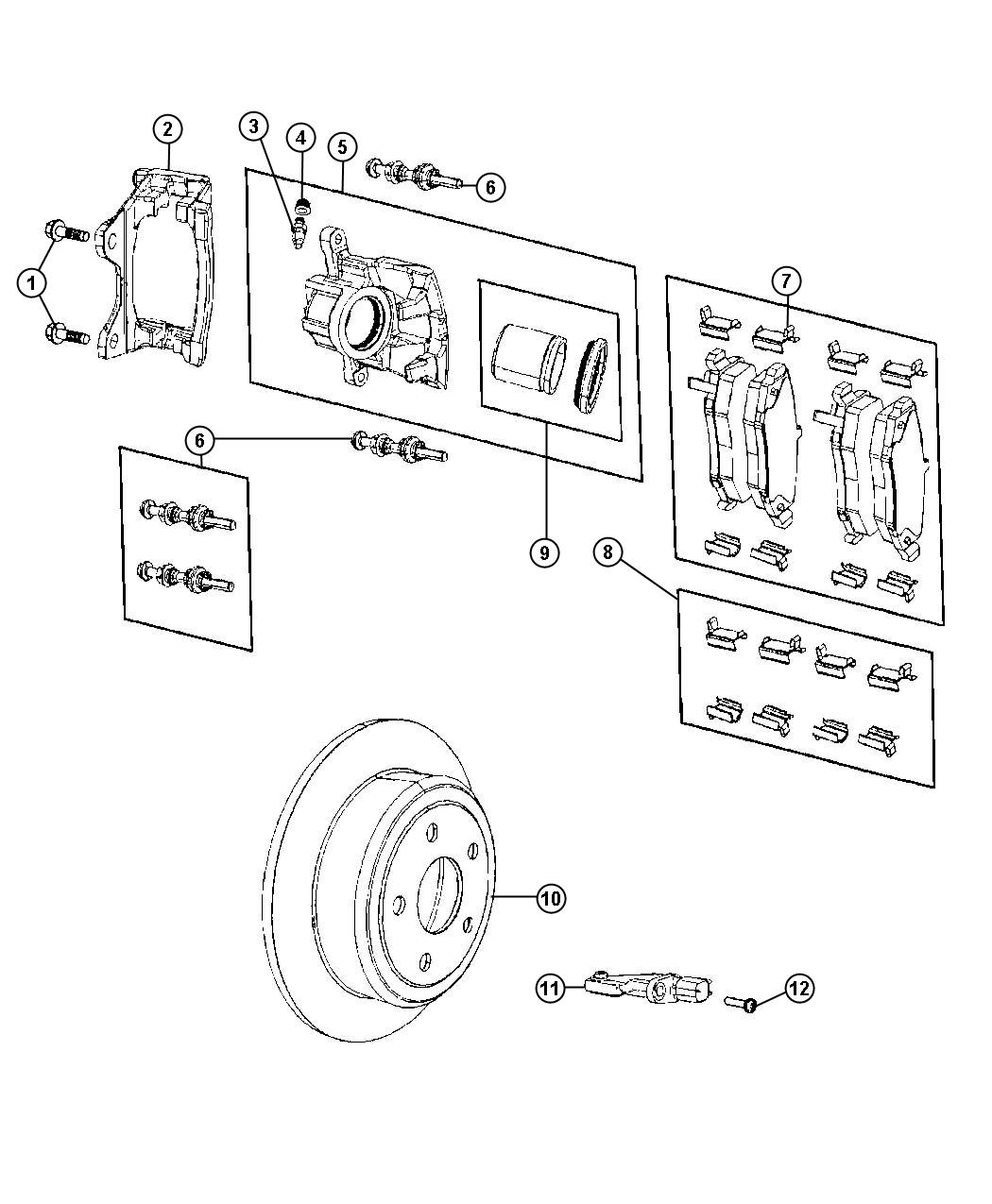 Diagram Brakes, Rear, Disc. for your 2024 Jeep Wagoneer   