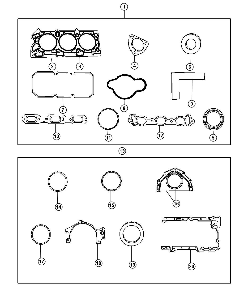 Diagram Engine Gasket Packages 4.0L [4.0L V6 SOHC Engine]. for your 2008 Chrysler Pacifica   