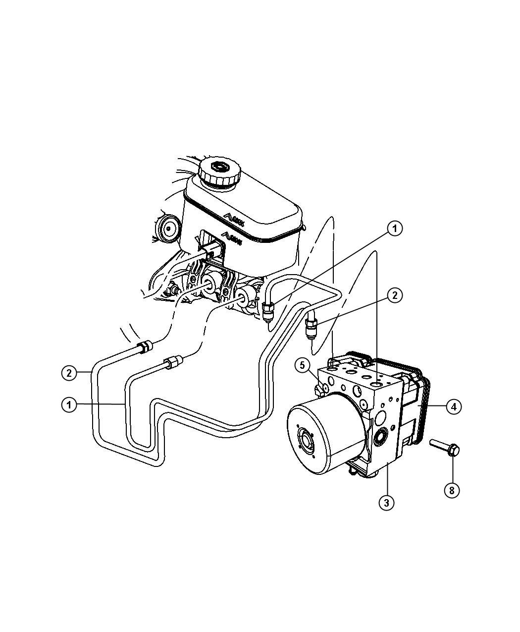 Diagram HCU, Brake Tubes and Hoses, Front. for your Jeep