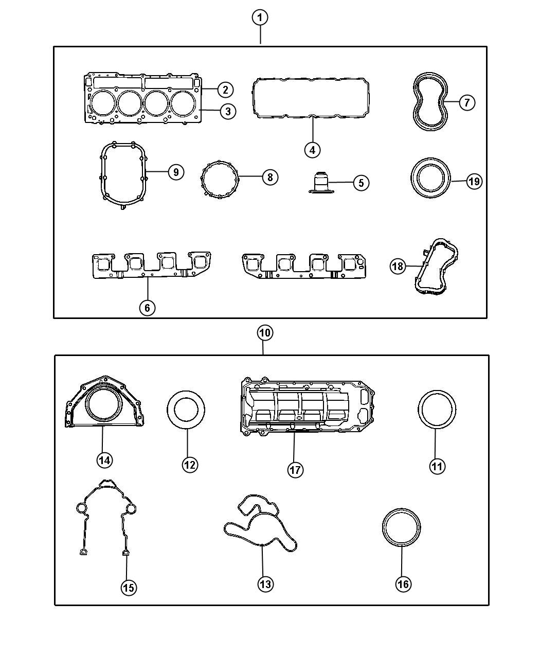 Diagram Engine Gasket Packages 5.7L [5.7L Hemi V8 Engine]. for your 2004 Chrysler 300  M 