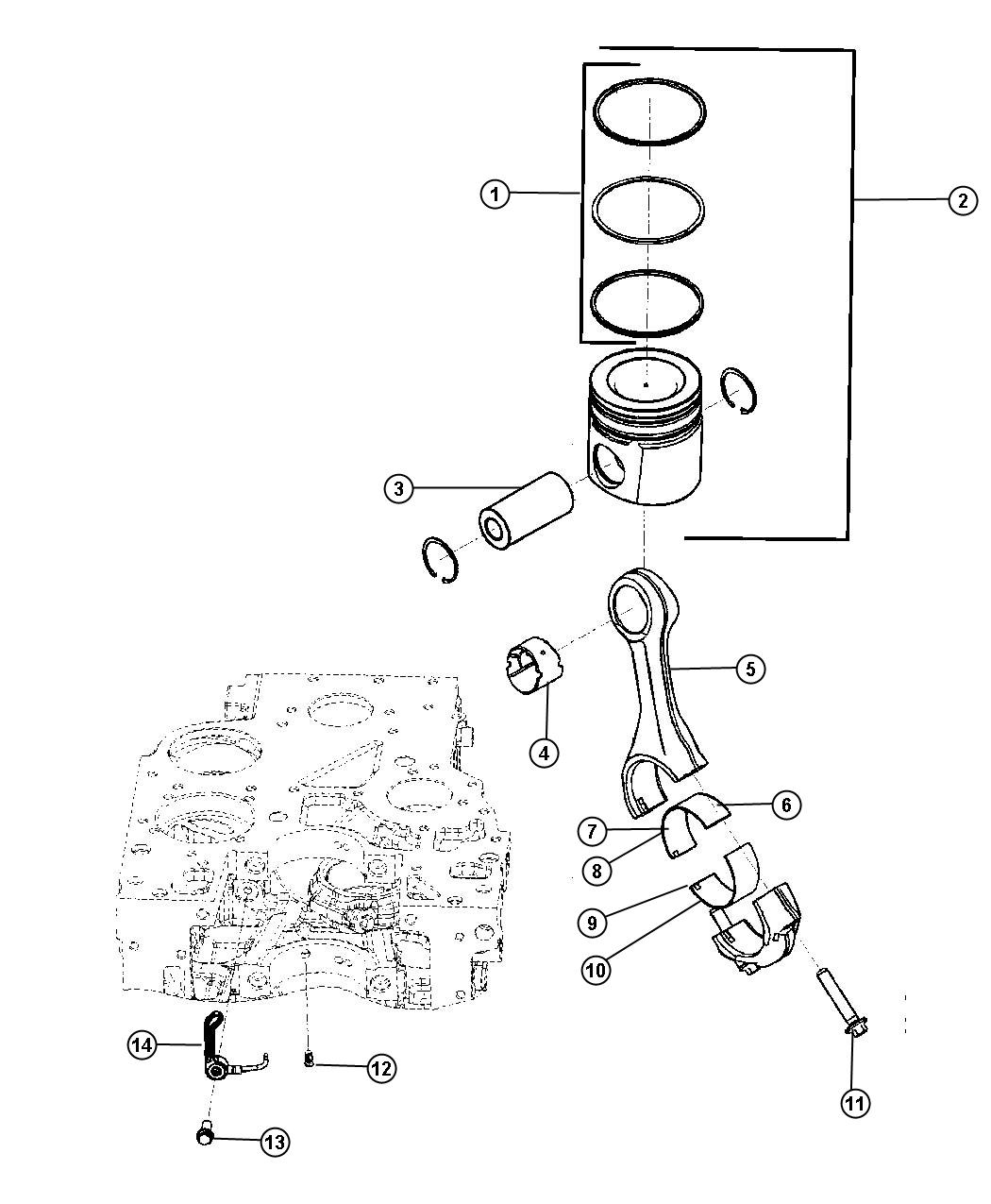 Diagram Pistons, Piston Rings, Connecting Rods And Bearings 6.7L Diesel [6.7L I6 CUMMINS TURBO DIESEL ENGINE]. for your 2000 Chrysler 300  M 