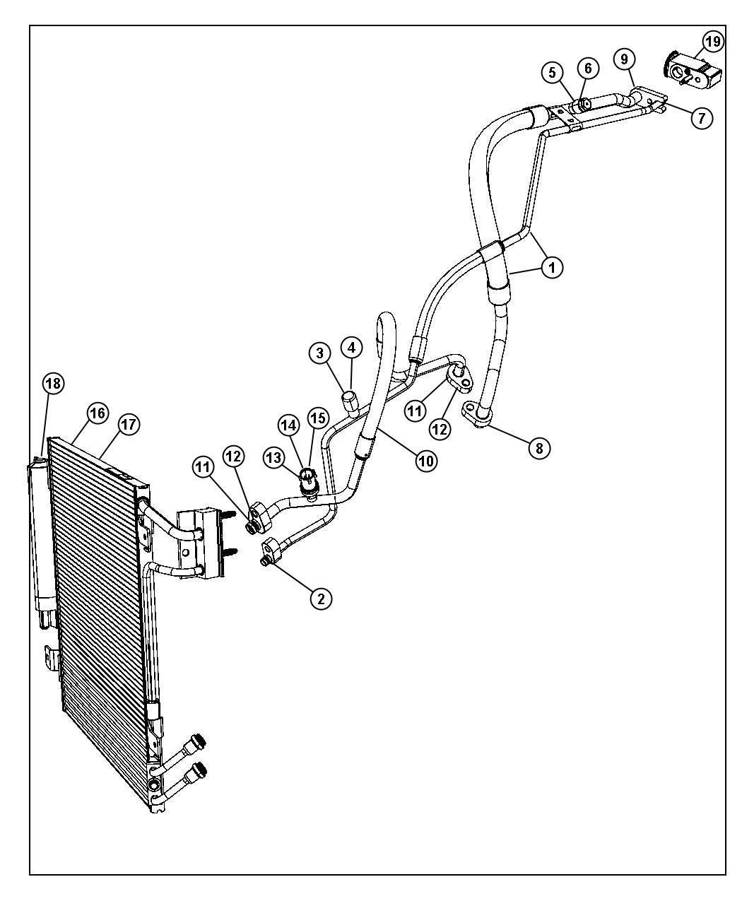 Diagram A/C Plumbing 2.8L [2.8L I4 TURBO DIESEL ENGINE]. for your 2005 Jeep Wrangler   