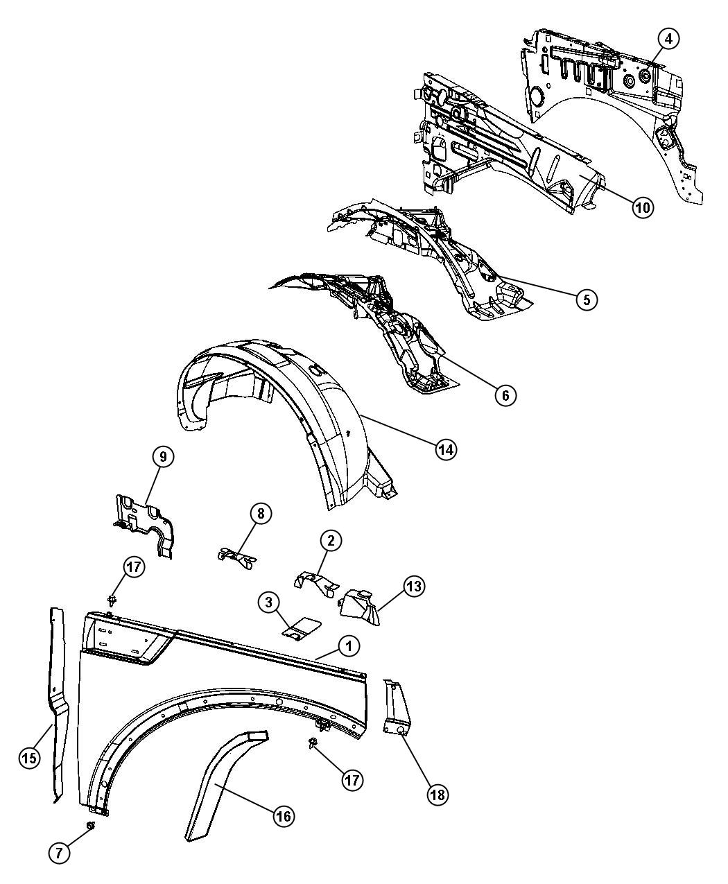 Diagram Front Fender. for your Chrysler 300  M