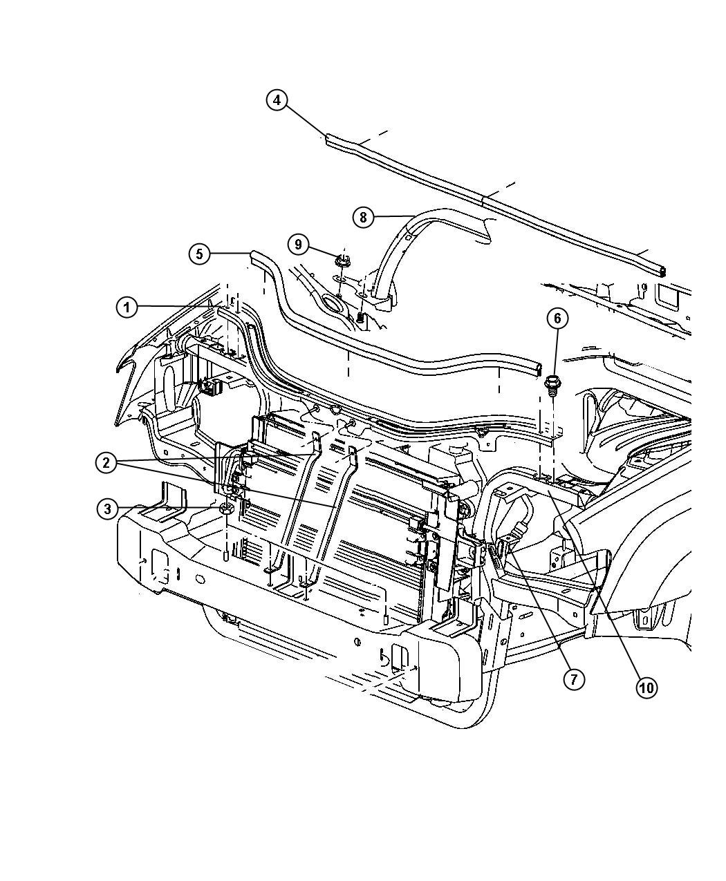 Diagram Radiator Support. for your Jeep