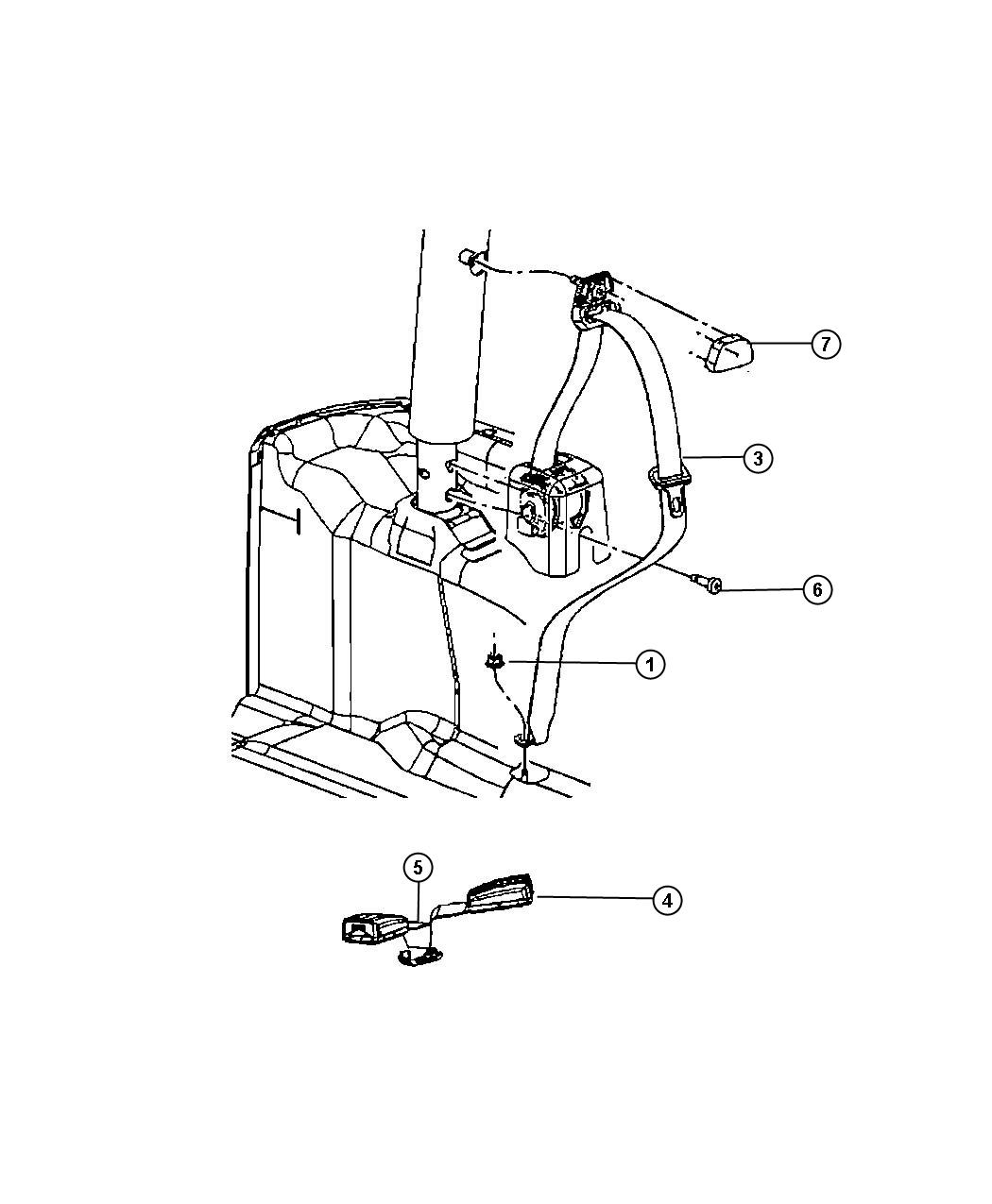 Diagram Seat Belt Rear. for your Jeep Wrangler  