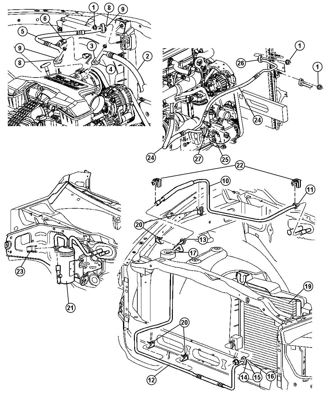 Diagram A/C Plumbing. for your 2005 Dodge Ram 1500   