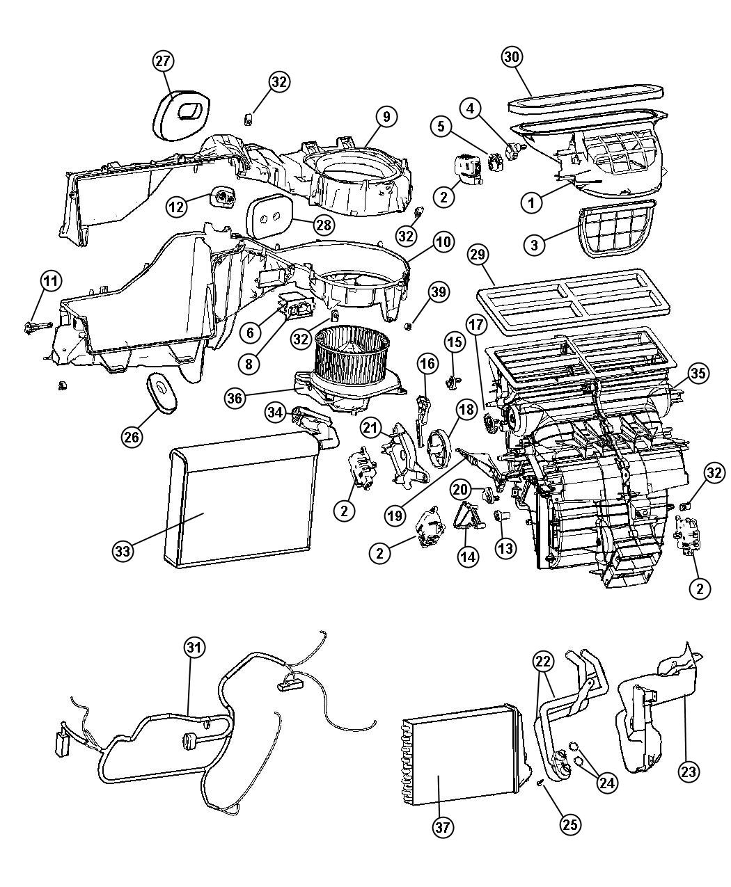 Diagram A/C and Heater Unit Front. for your 2022 Jeep Grand Cherokee   