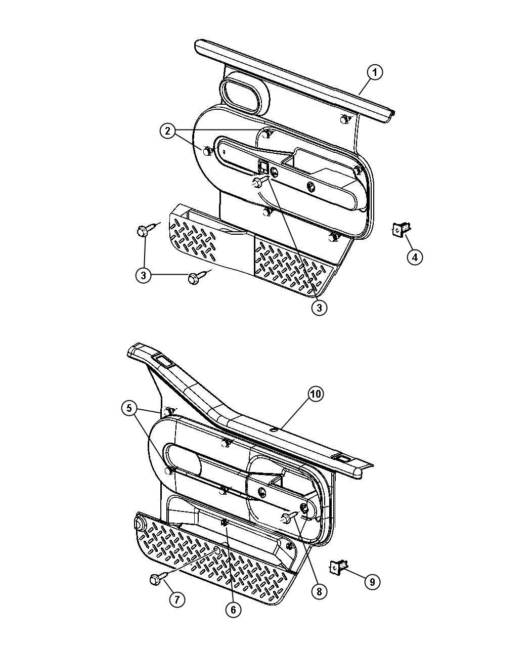 Diagram Front Door Trim Panels. for your Jeep Wrangler  