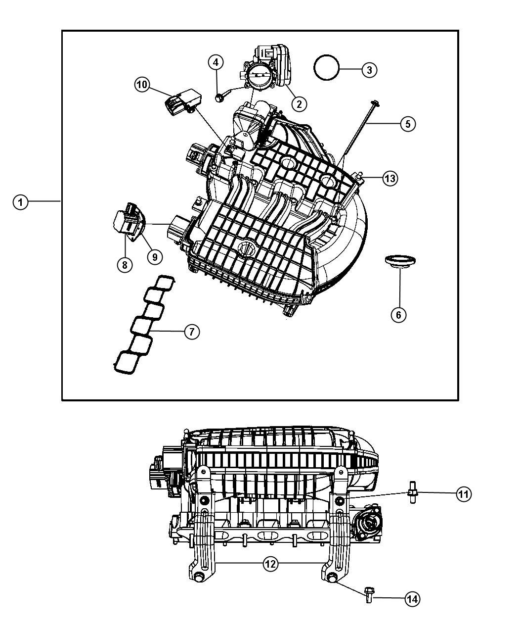 Diagram Intake Manifold Plenum 4.0L [4.0L V6 SOHC Engine]. for your Chrysler Pacifica  