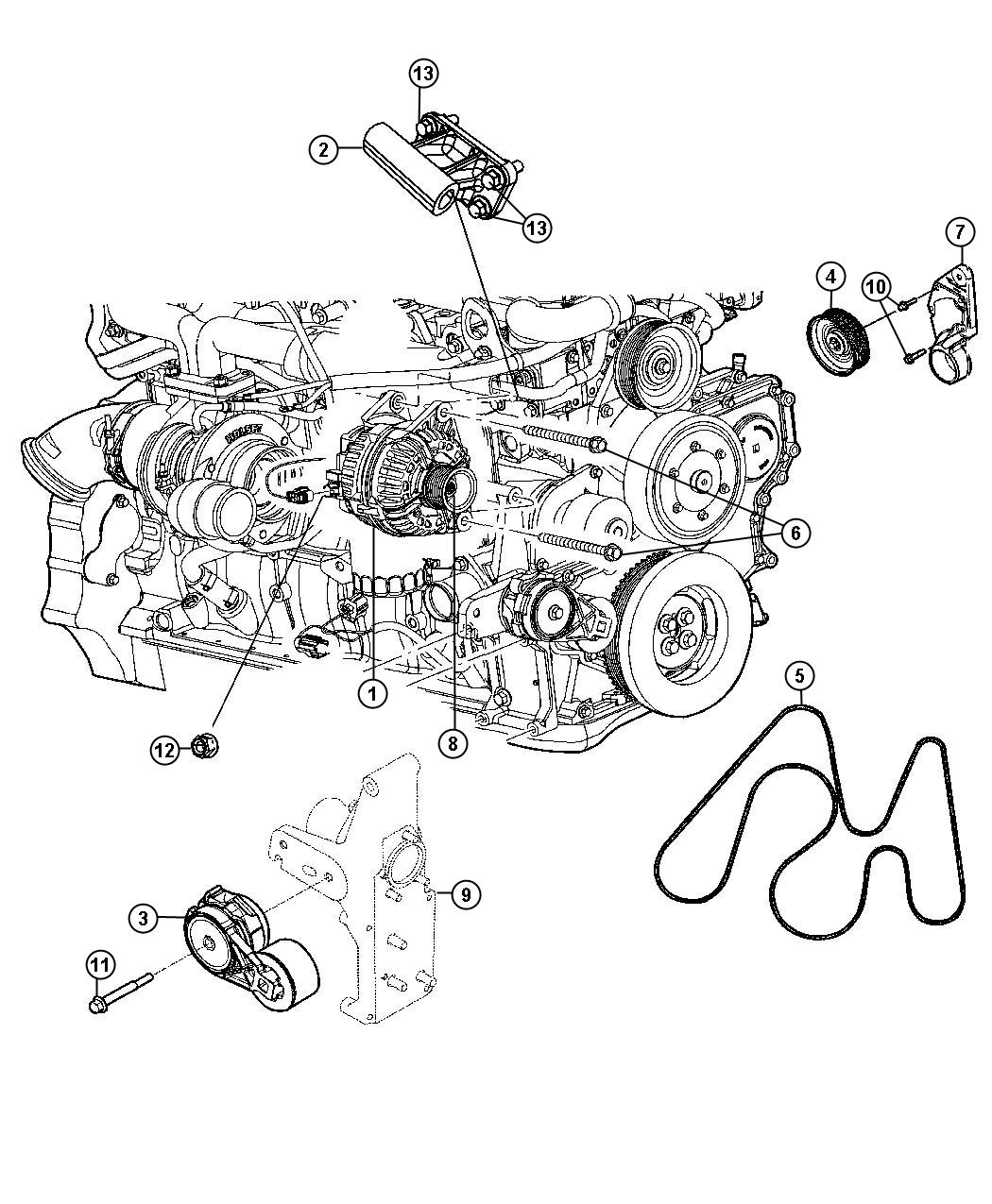 Diagram Generator/Alternator and Related Parts Diesel Engine. for your 2008 Dodge Ram 3500  ST REG CAB 8 FT BOX 