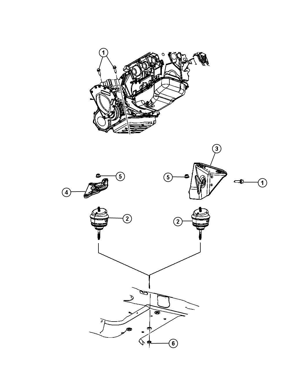 Diagram Engine Mounting Rear 4.0L [4.0L V6 SOHC Engine]. for your Chrysler Pacifica  