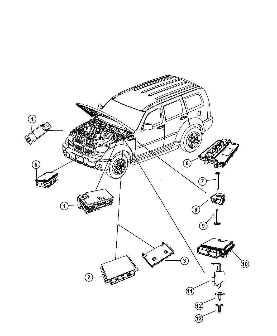 Diagram Modules Engine Compartment. for your Dodge NITRO  