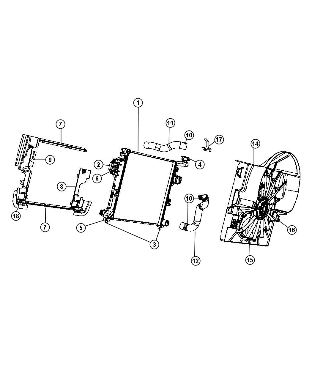 Diagram Radiator and Related Parts 5.7L [5.7L Hemi Multi Displacement Engine] 6.1L [6.1L SRT HEMI SMPI V8 Engine]. for your Chrysler 300  M