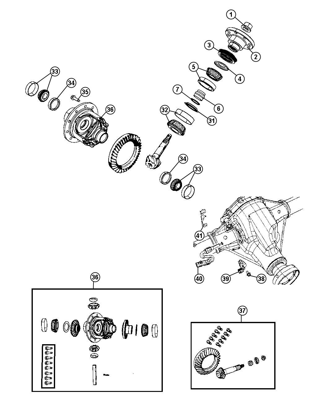 Diagram Differential Assembly, Front Axle With [Tru-Lok Front and Rear Axles]. for your 2000 Jeep Wrangler   