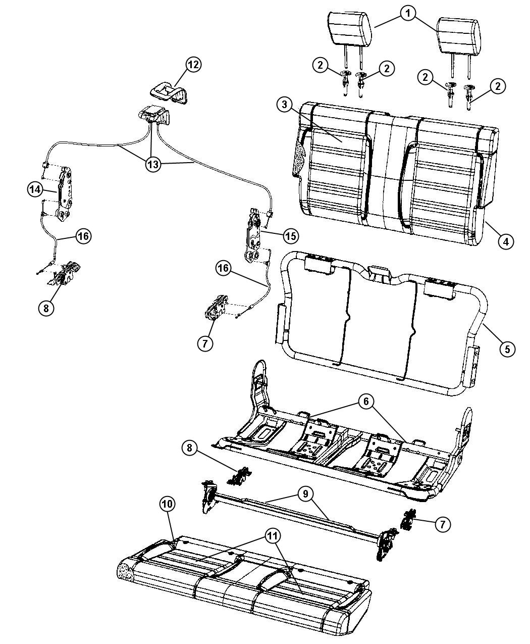 Diagram Rear Seat - Bench - Trim Code [E5]. for your Jeep