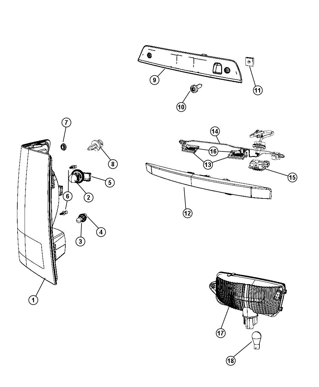 Diagram Lamps Rear. for your 2008 Jeep Grand Cherokee   