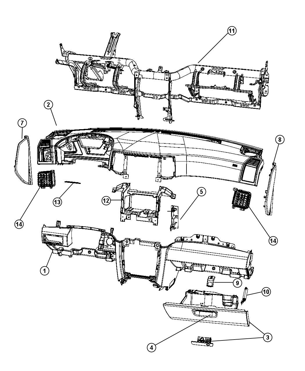 Instrument Panel and Structure. Diagram