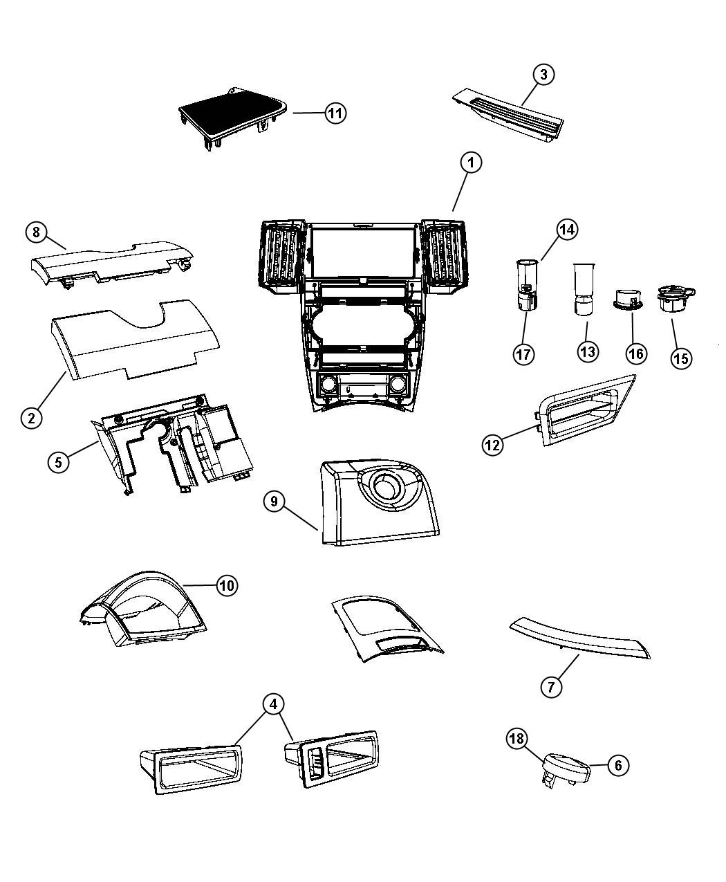 Diagram Instrument Panel Trim. for your Jeep Grand Cherokee  