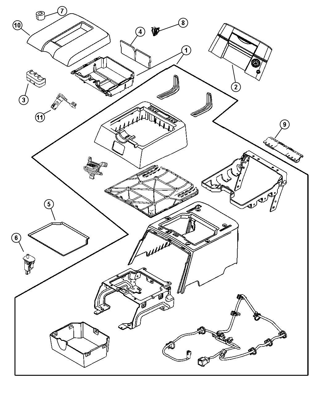 Floor Console Rear. Diagram