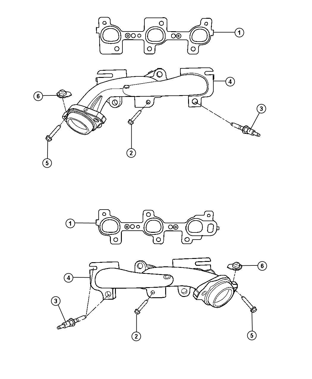 Diagram Exhaust Manifolds 3.7L [3.7L V6 Engine]. for your 1999 Chrysler 300  M 