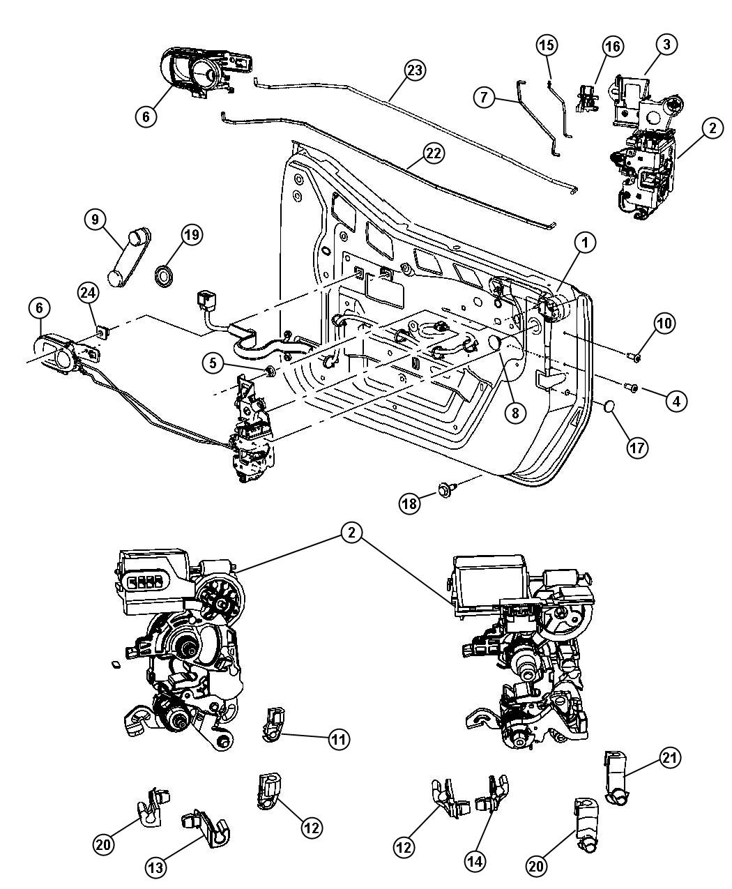 Diagram Front Door, Hardware Components, Half Door. for your Jeep Wrangler  