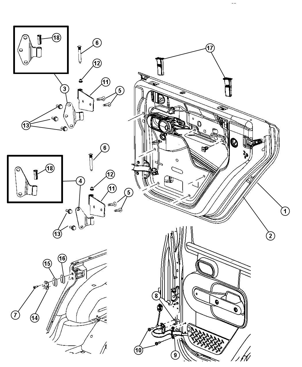 Diagram Rear Door, Shell And Hinges, Half Door. for your Chrysler 300  M