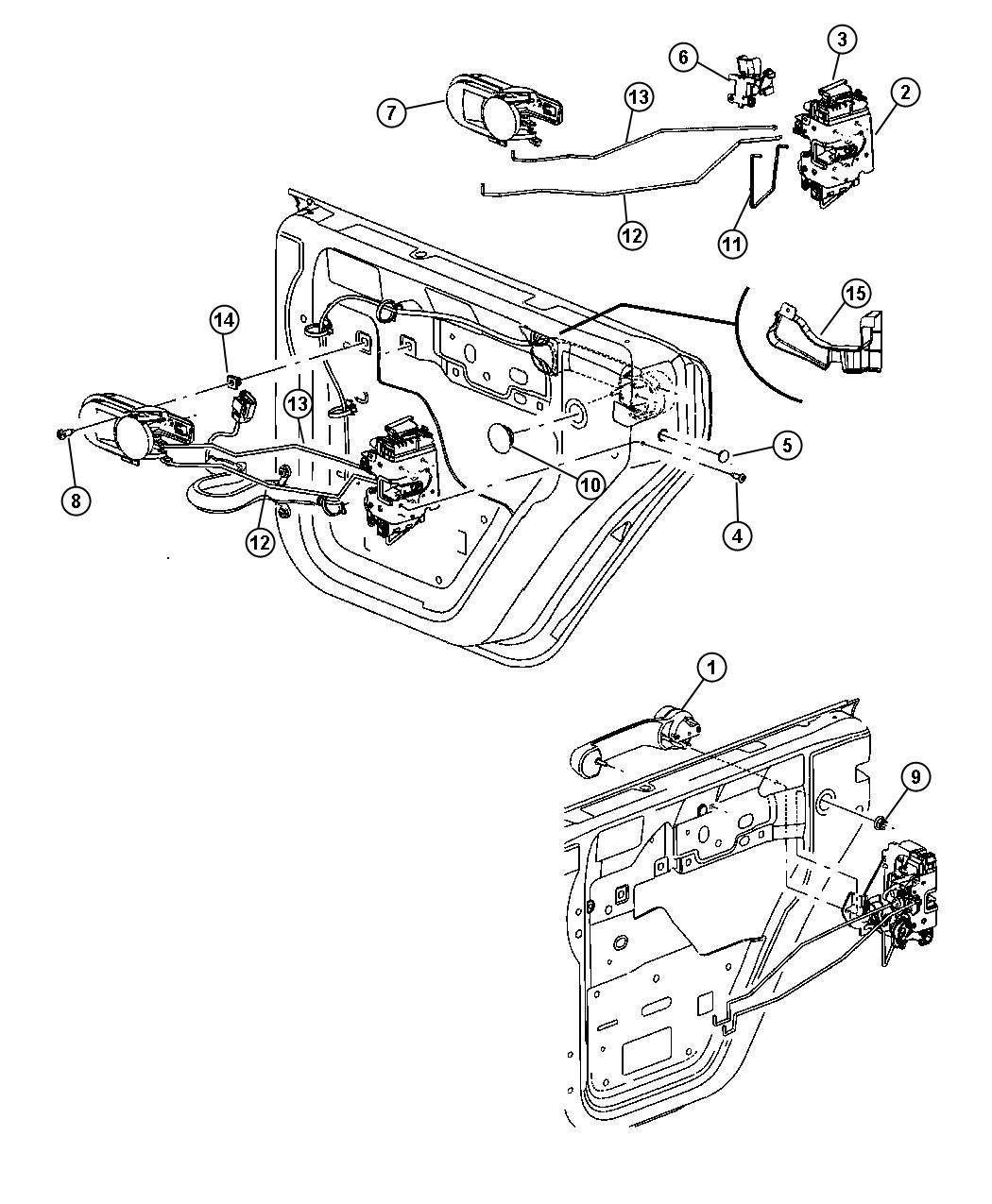 Diagram Rear Door, Hardware Components, Half Door. for your 2004 Jeep Wrangler   