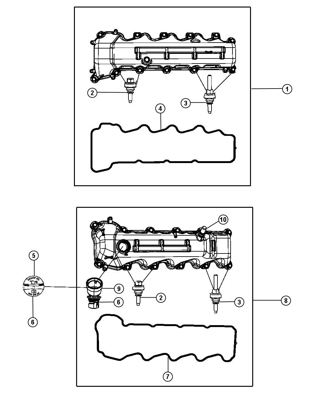 Diagram Cylinder Head Covers 4.7L [4.7L V8 Engine]. for your Jeep