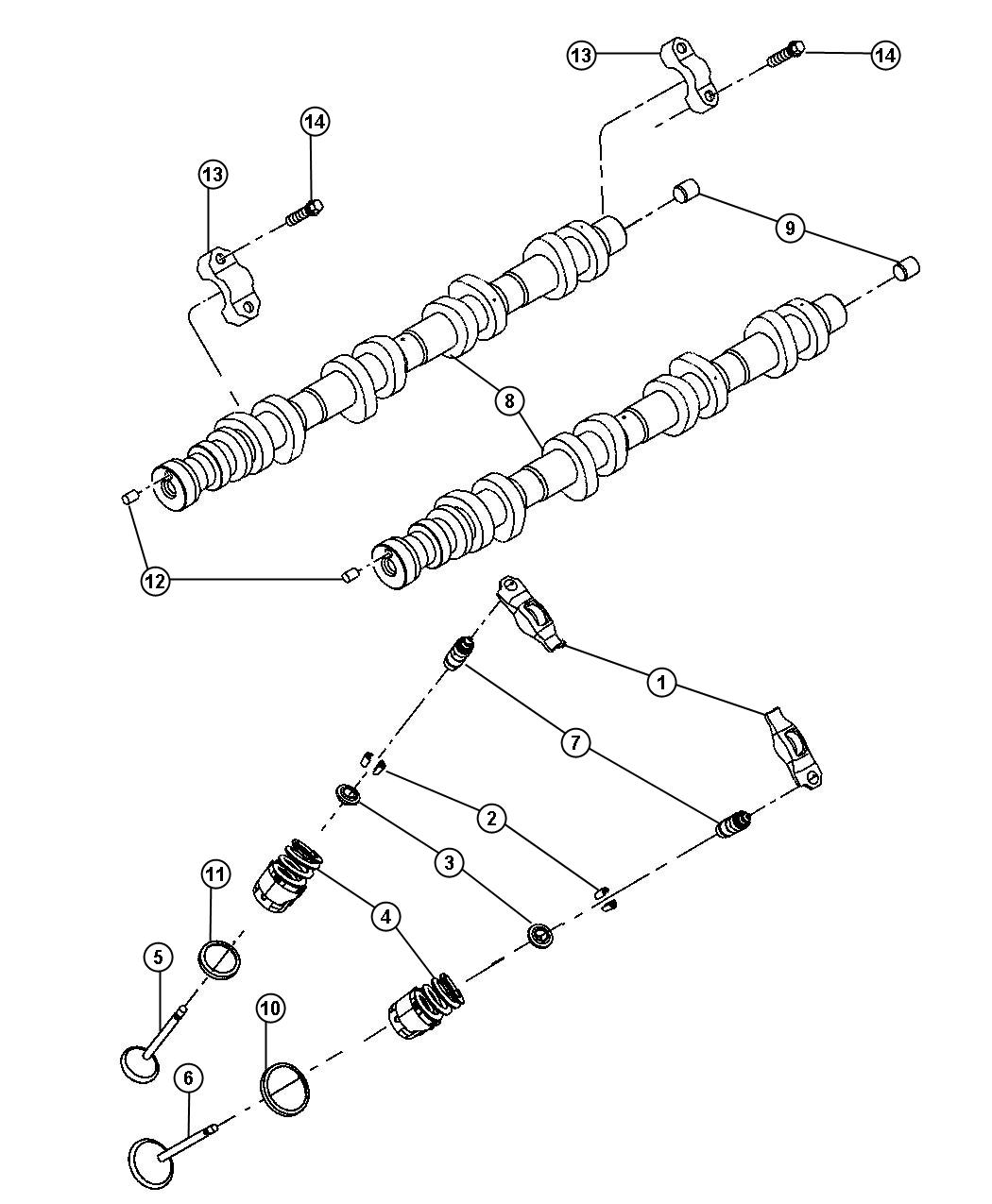 Camshafts And Valvetrain 4.7L [4.7L V8 Engine]. Diagram