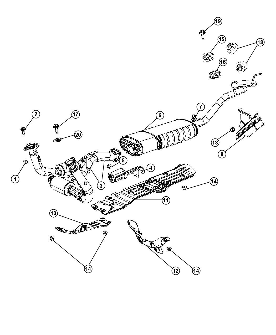 Diagram Exhaust System 3.7L [3.7L V6 Engine] 4.7L [4.7L V8 ENGINE] 5.7L [5.7L Hemi Multi Displacement Engine]. for your 2019 Dodge Grand Caravan   