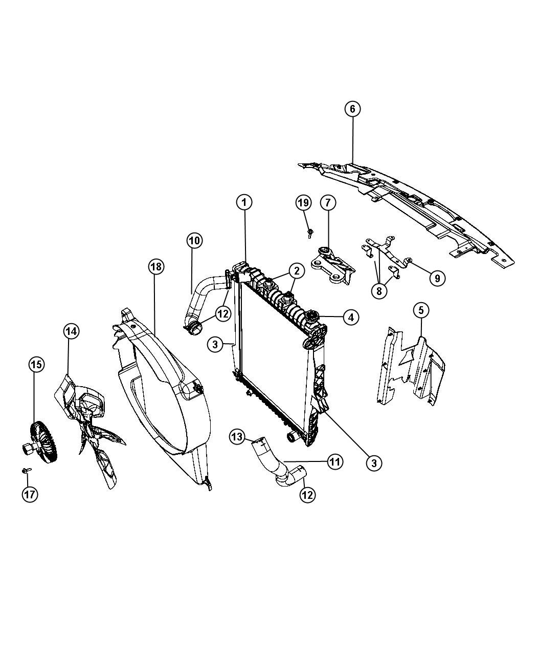 Radiator and Related Parts Gas. Diagram