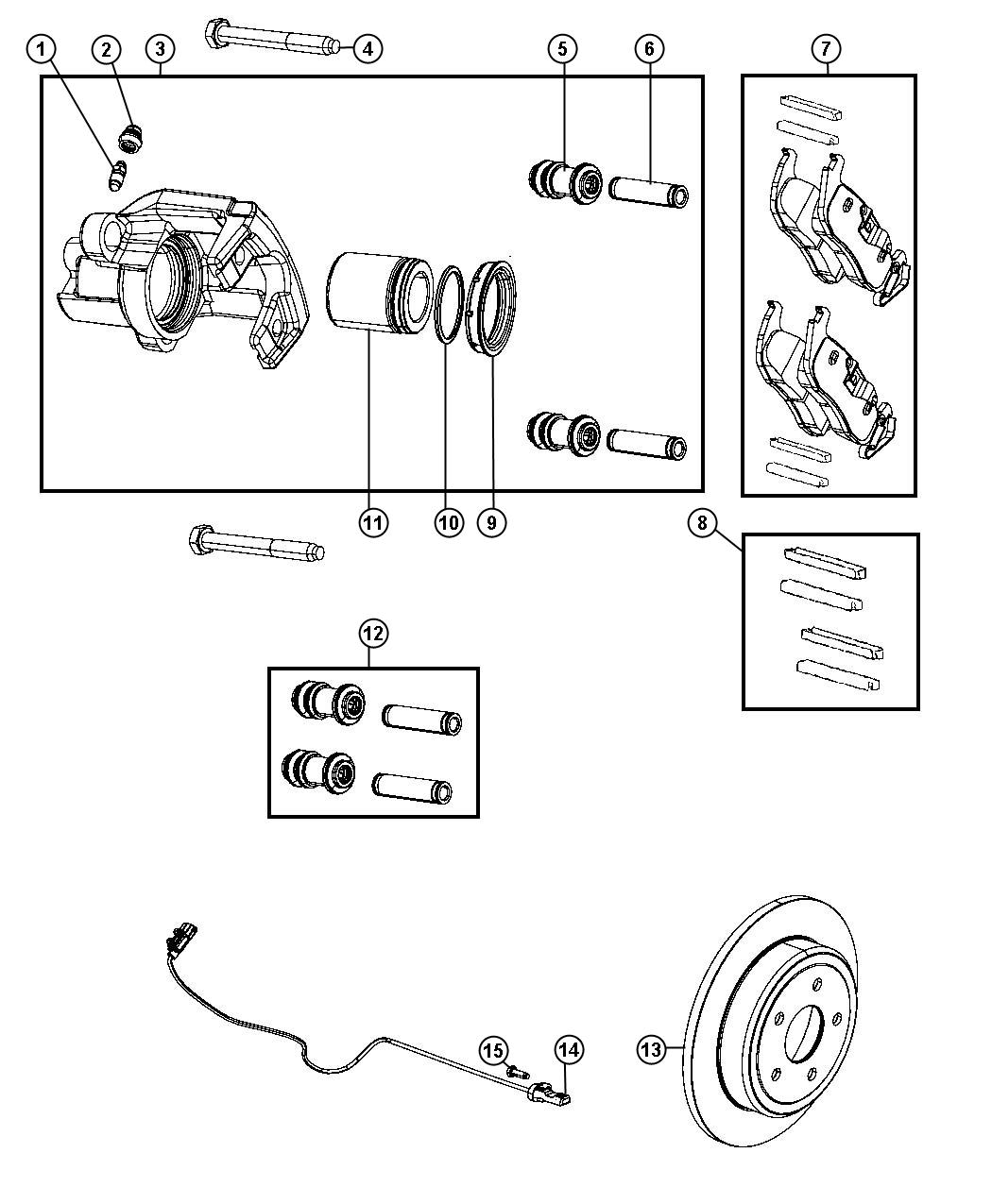 Diagram Brakes, Rear, Disc, With [213MM Rear Axle] Rear Axle. for your Chrysler 300  M